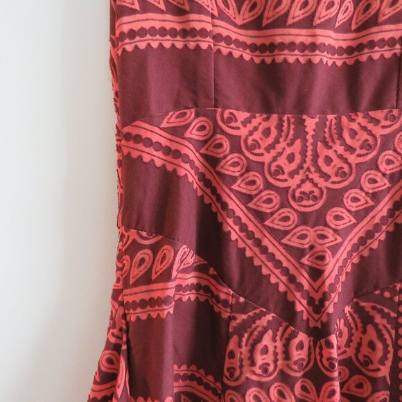 ANTHROPOLOGIE PILCRO Crimson Cotton Pilcro Burnout V-Neck Velvety Dress - Size 4 - Picture 14 of 16